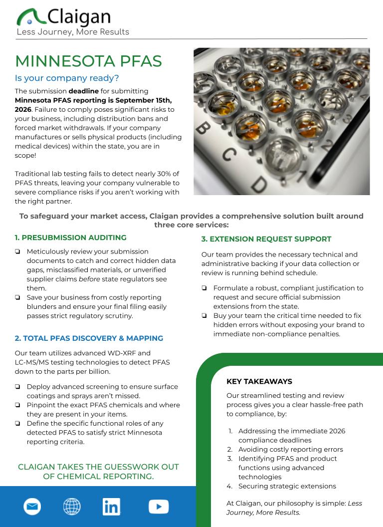 Claigan's Minnesota PFAS brochure